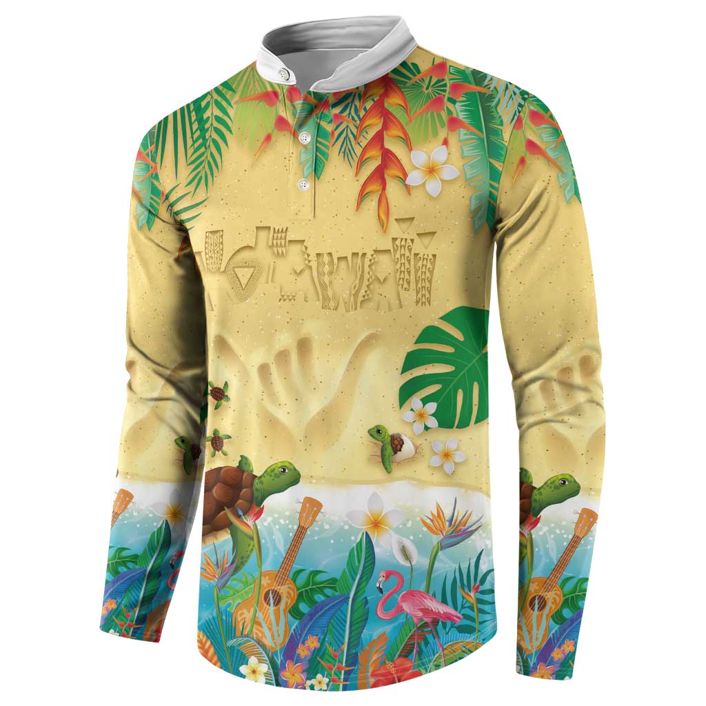 Hawaiian Alohawaii Button Sweatshirt Tropical Plants and Animals on The Beach - Polynesian Pride
