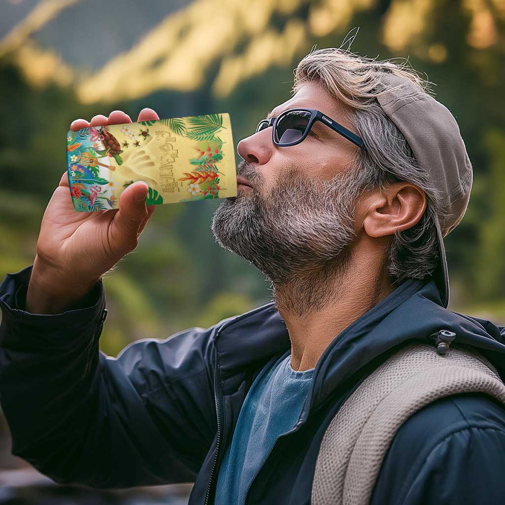 Hawaiian Alohawaii 4 in 1 Can Cooler Tumbler Tropical Plants and Animals on The Beach - Polynesian Pride