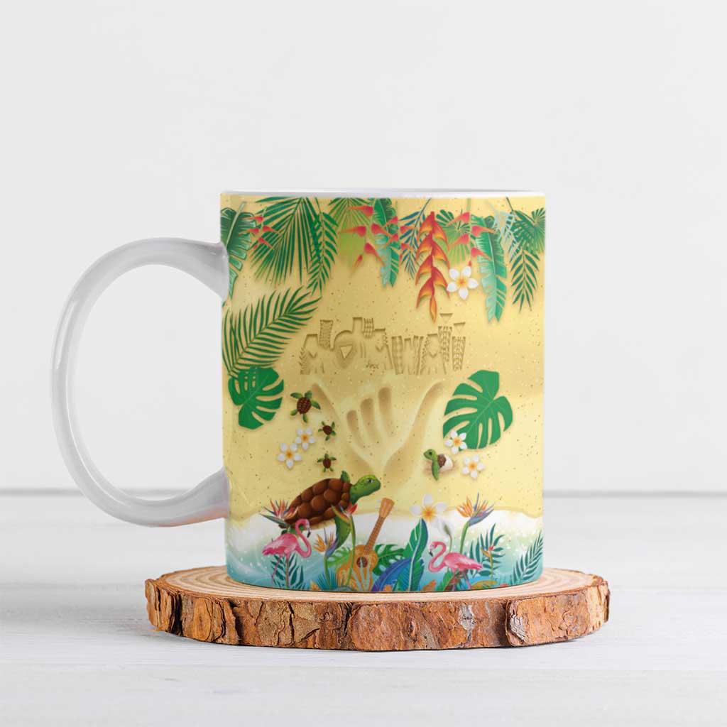Hawaiian Alohawaii Ceramic Mug Tropical Plants and Animals on The Beach - Polynesian Pride