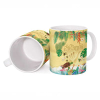 Hawaiian Alohawaii Ceramic Mug Tropical Plants and Animals on The Beach - Polynesian Pride