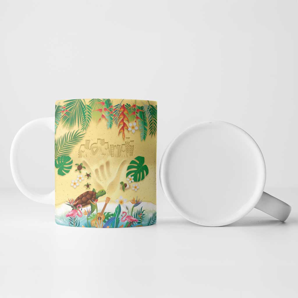 Hawaiian Alohawaii Ceramic Mug Tropical Plants and Animals on The Beach - Polynesian Pride