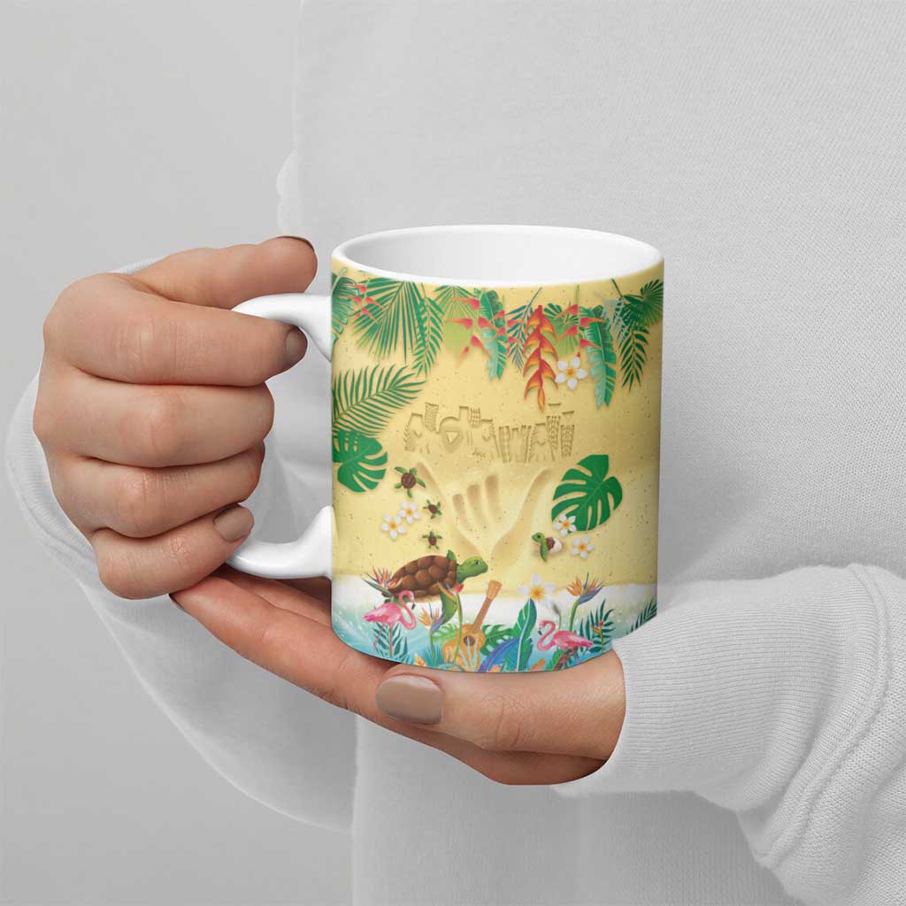 Hawaiian Alohawaii Ceramic Mug Tropical Plants and Animals on The Beach - Polynesian Pride