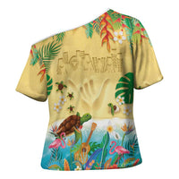 Hawaiian Alohawaii Cross Shoulder Shirt Tropical Plants and Animals on The Beach - Polynesian Pride