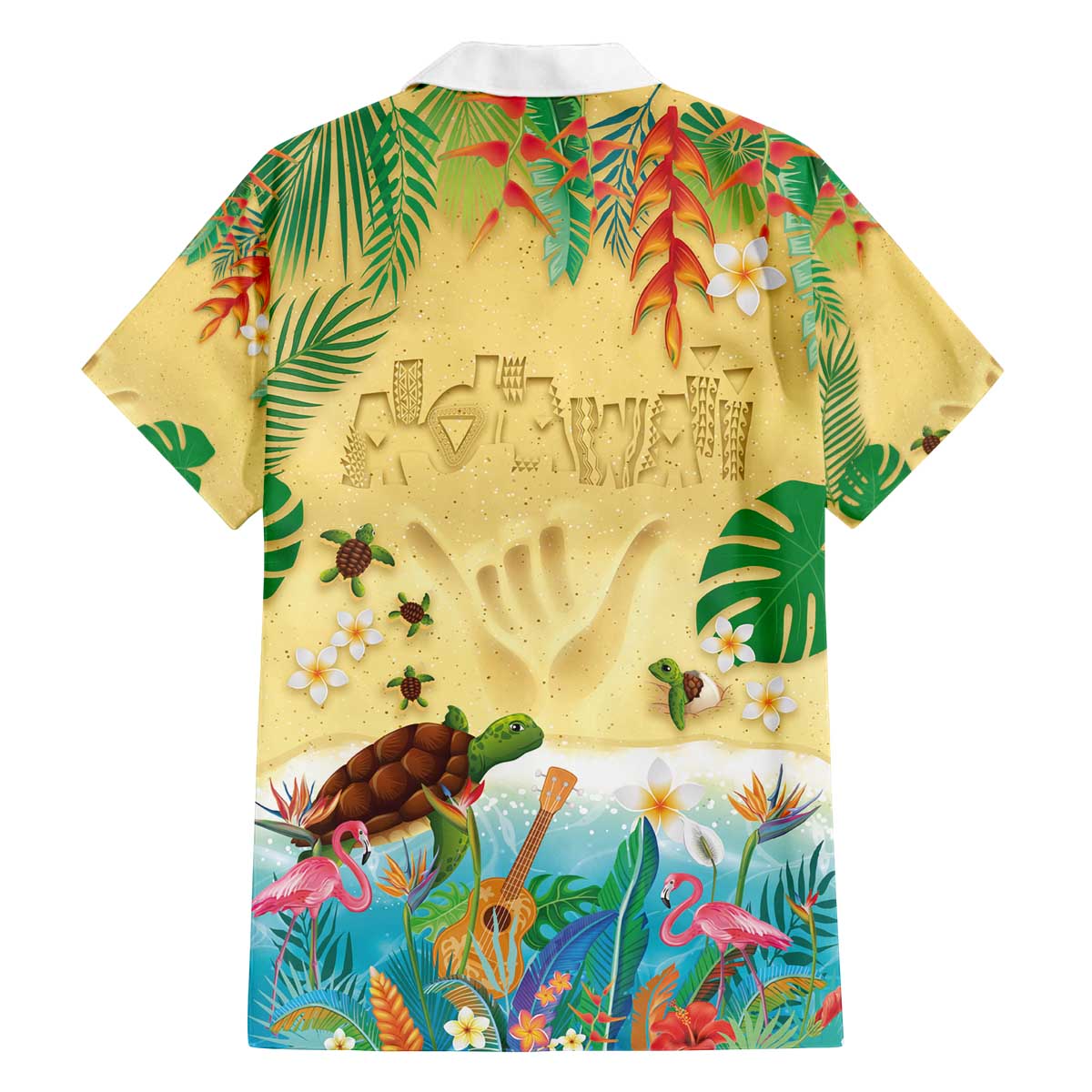 Hawaiian Alohawaii Family Matching Off The Shoulder Long Sleeve Dress and Hawaiian Shirt Tropical Plants and Animals on The Beach - Polynesian Pride