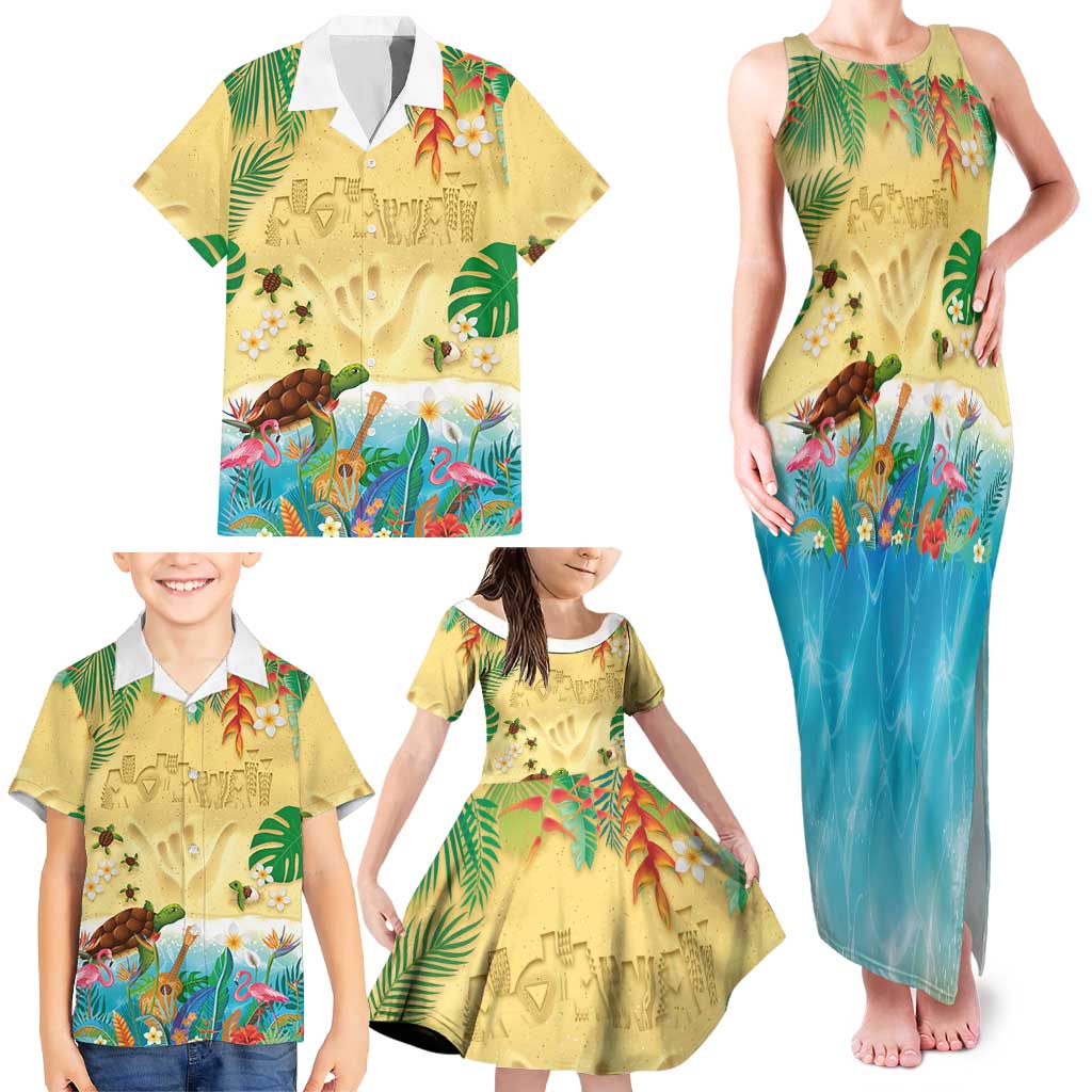 Hawaiian Alohawaii Family Matching Tank Maxi Dress and Hawaiian Shirt Tropical Plants and Animals on The Beach LT03 - Polynesian Pride