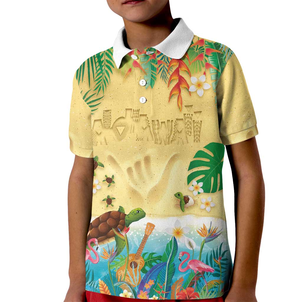 Hawaiian Alohawaii Kid Polo Shirt Tropical Plants and Animals on The Beach LT03 Kid Multicolor - Polynesian Pride