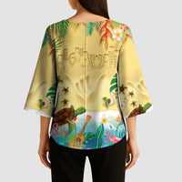 Hawaiian Alohawaii Kimono Sleeve Blouse Tropical Plants and Animals on The Beach - Polynesian Pride
