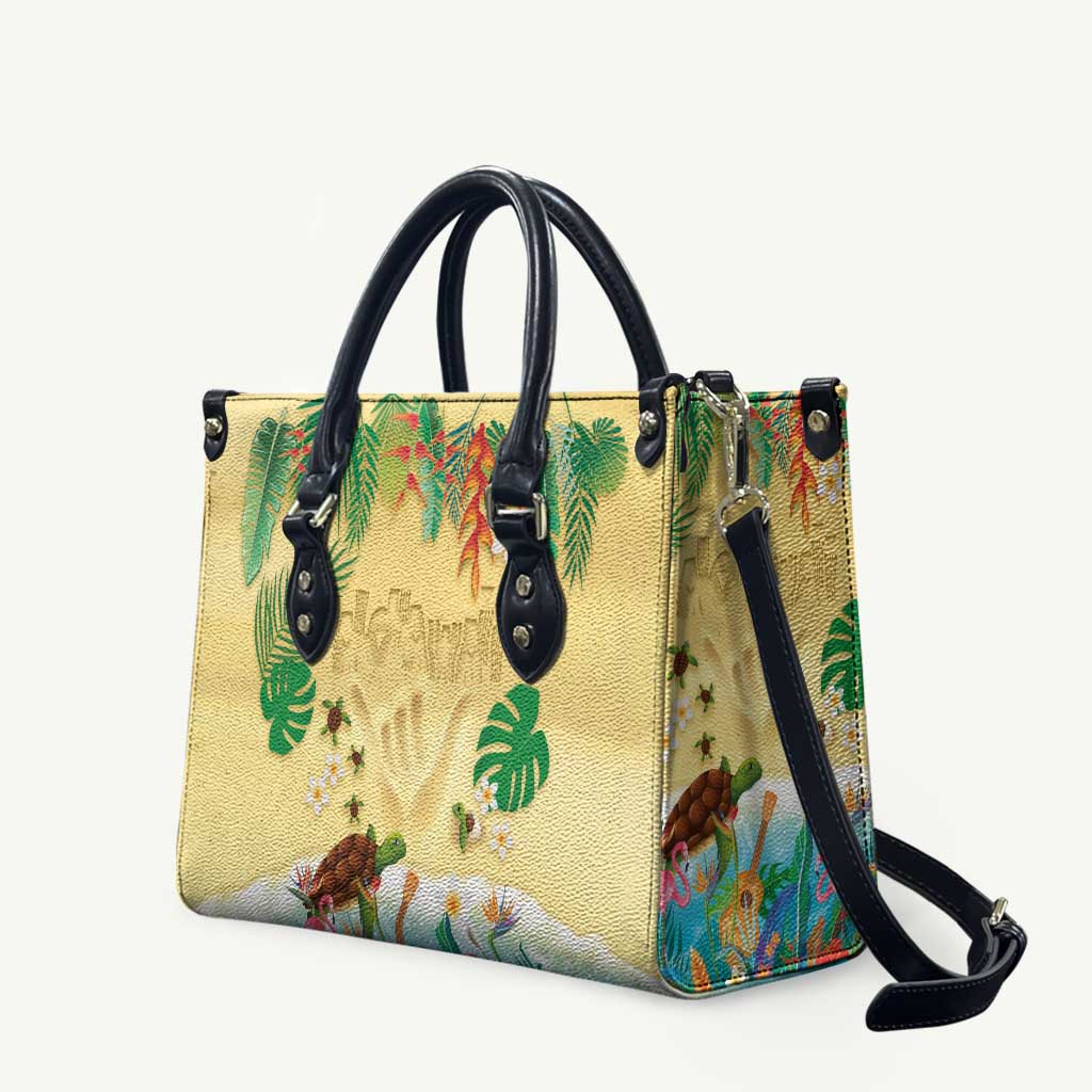 Hawaiian Alohawaii Leather Bag Tropical Plants and Animals on The Beach LT03 Multicolor - Polynesian Pride