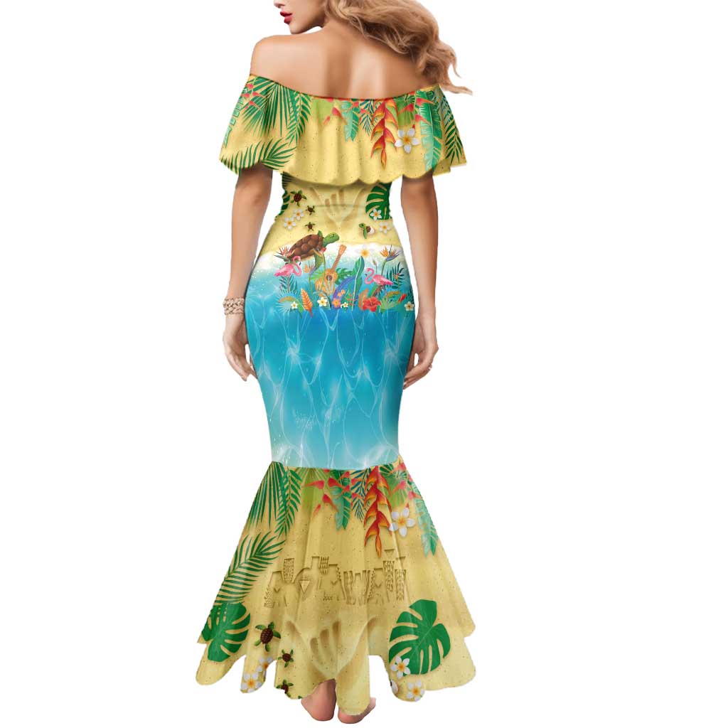 Hawaiian Alohawaii Mermaid Dress Tropical Plants and Animals on The Beach - Polynesian Pride