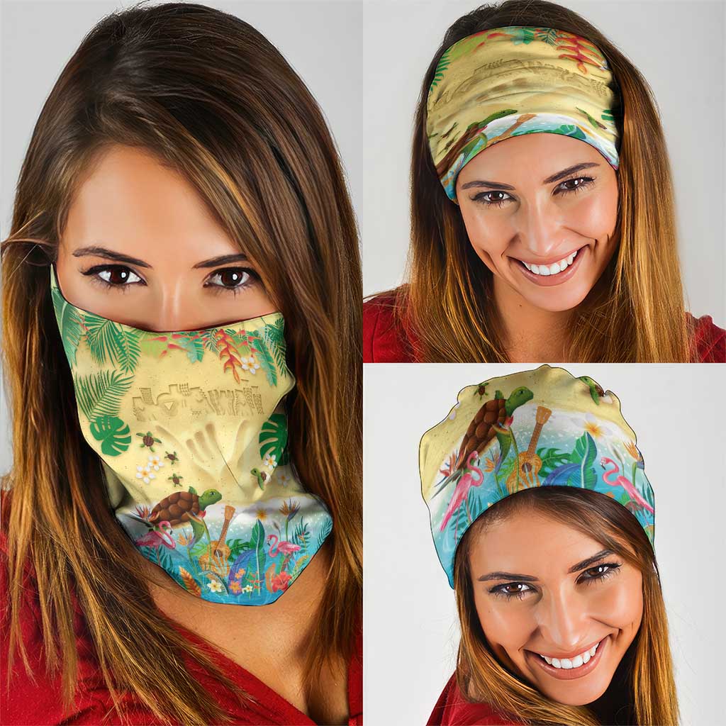 Hawaiian Alohawaii Neck Gaiter Tropical Plants and Animals on The Beach - Polynesian Pride