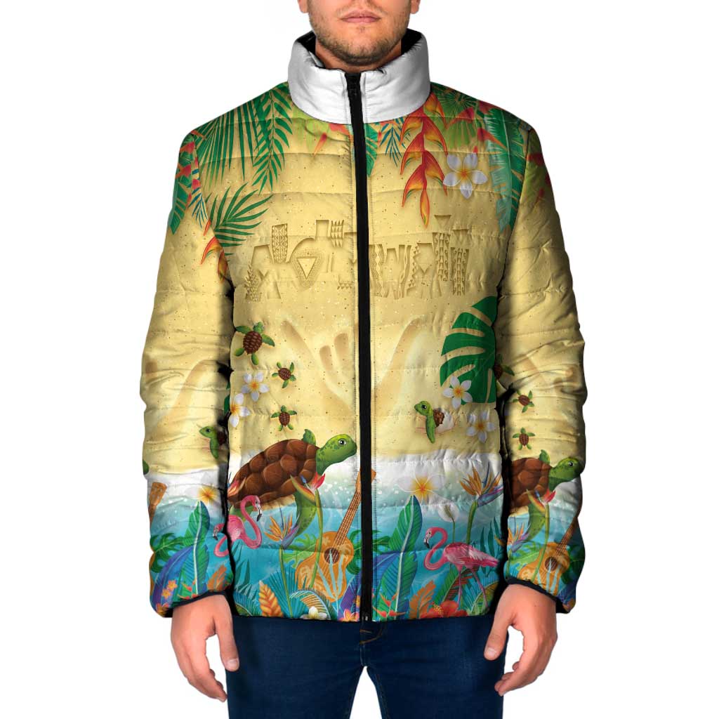 Hawaiian Alohawaii Padded Jacket Tropical Plants and Animals on The Beach LT03 Men Multicolor - Polynesian Pride