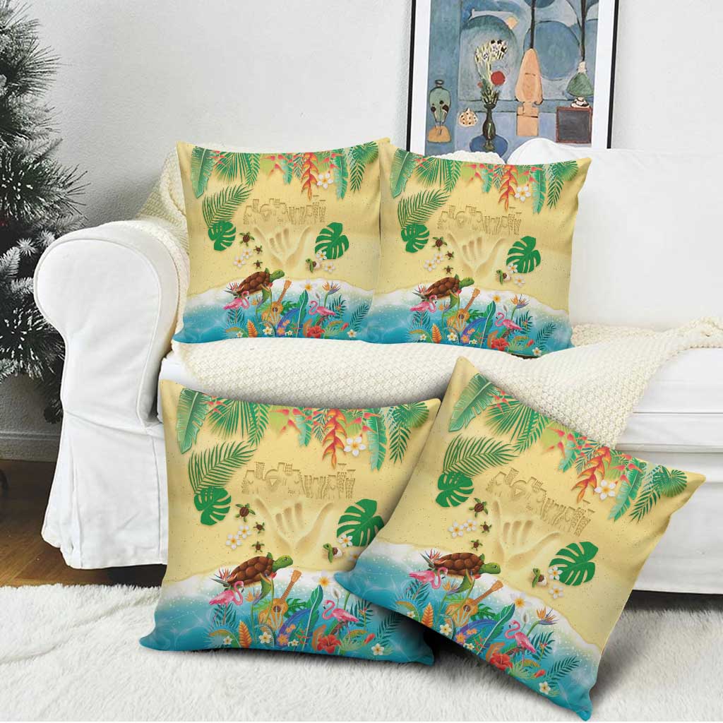 Hawaiian Alohawaii Pillow Cover Tropical Plants and Animals on The Beach - Polynesian Pride