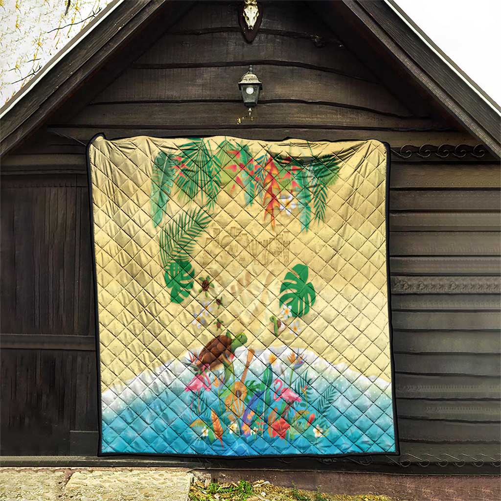 Hawaiian Alohawaii Quilt Tropical Plants and Animals on The Beach - Polynesian Pride