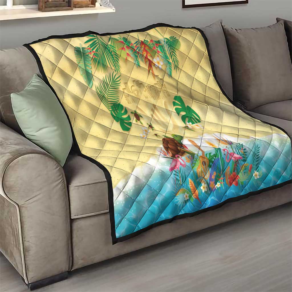Hawaiian Alohawaii Quilt Tropical Plants and Animals on The Beach - Polynesian Pride