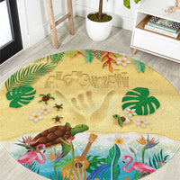 Hawaiian Alohawaii Round Carpet Tropical Plants and Animals on The Beach - Polynesian Pride