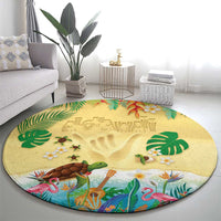 Hawaiian Alohawaii Round Carpet Tropical Plants and Animals on The Beach - Polynesian Pride