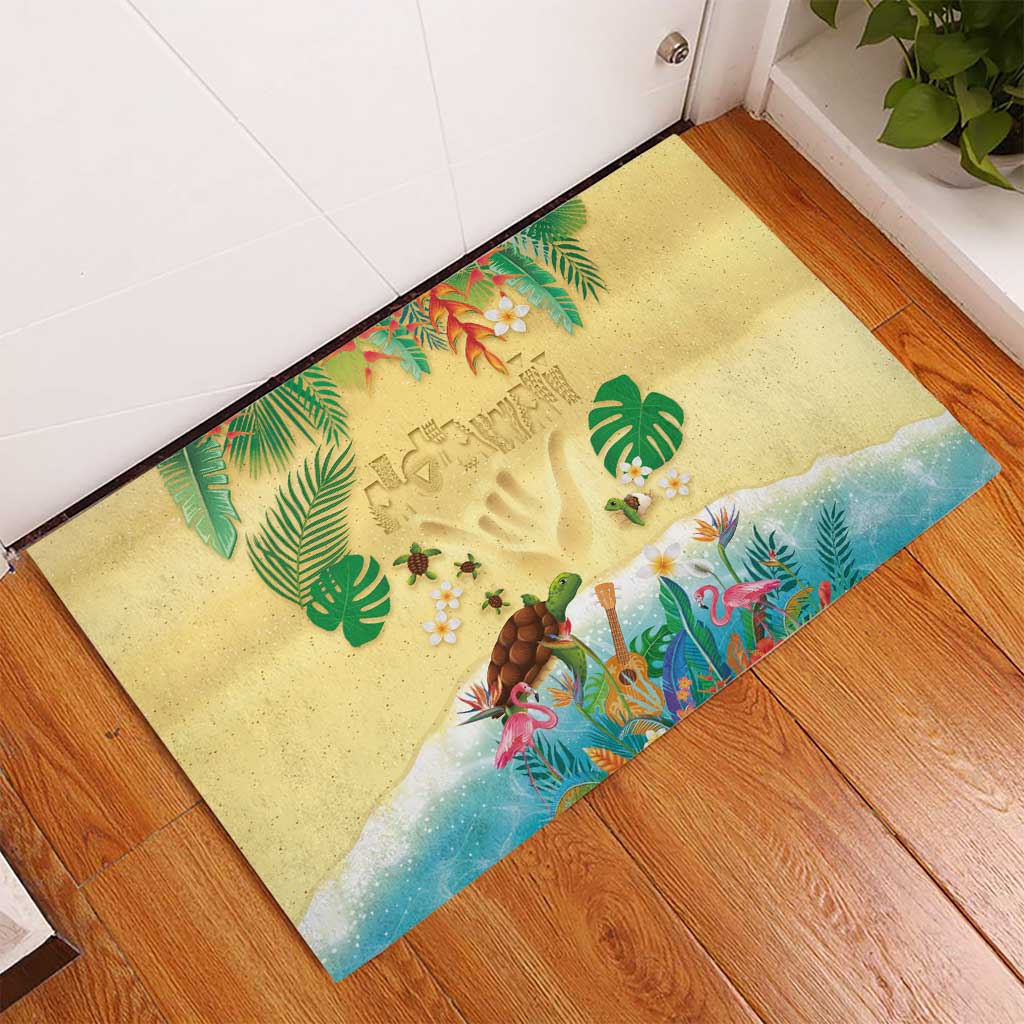Hawaiian Alohawaii Rubber Doormat Tropical Plants and Animals on The Beach - Polynesian Pride