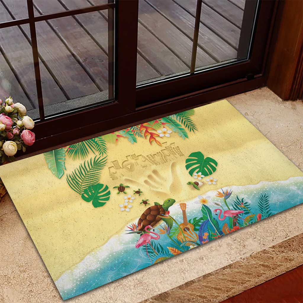Hawaiian Alohawaii Rubber Doormat Tropical Plants and Animals on The Beach - Polynesian Pride