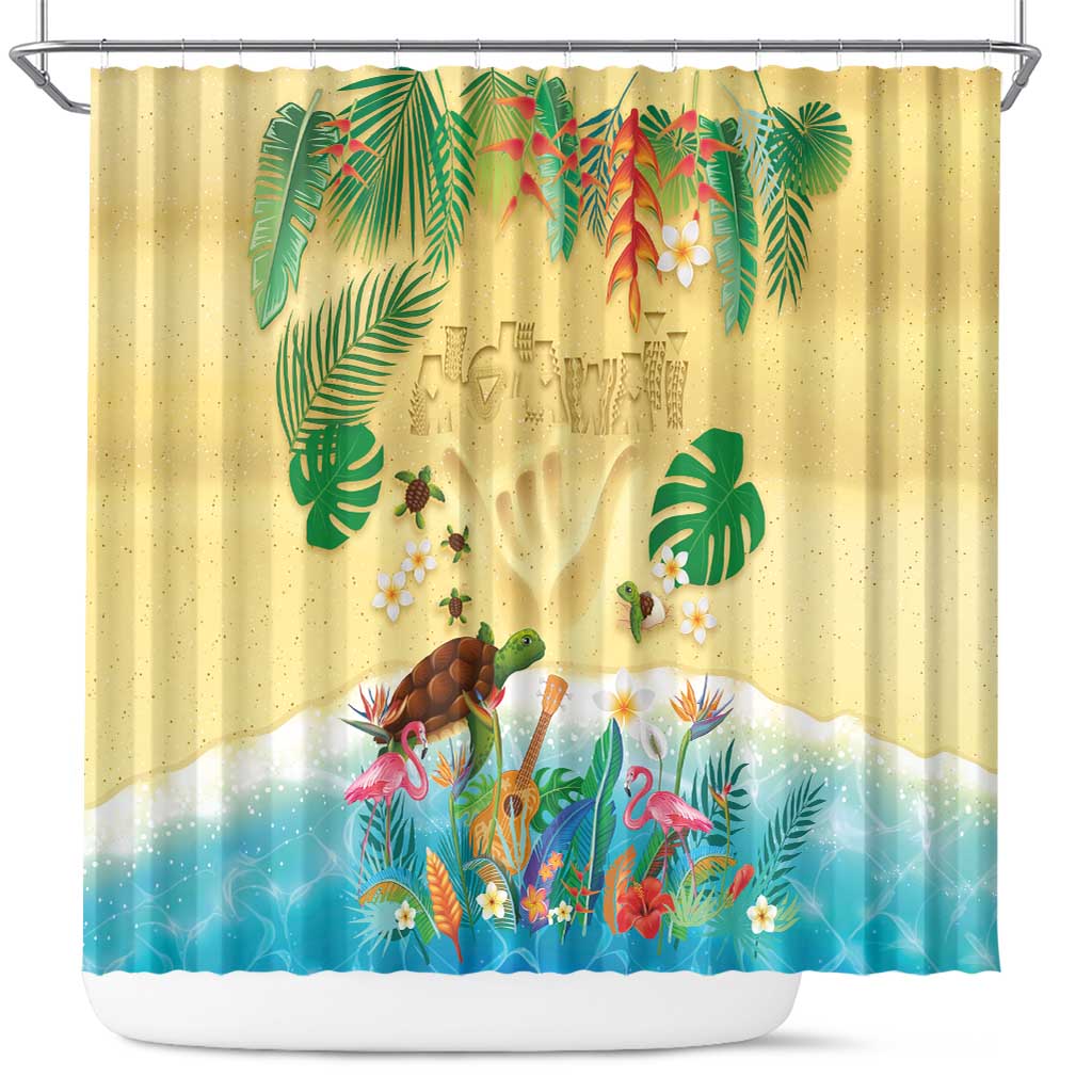 Hawaiian Alohawaii Shower Curtain Tropical Plants and Animals on The Beach LT03 Multicolor - Polynesian Pride