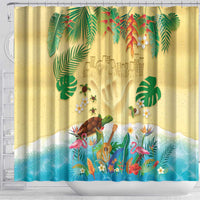Hawaiian Alohawaii Shower Curtain Tropical Plants and Animals on The Beach - Polynesian Pride