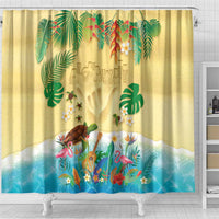 Hawaiian Alohawaii Shower Curtain Tropical Plants and Animals on The Beach - Polynesian Pride