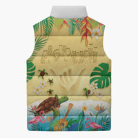 Hawaiian Alohawaii Sleeveless Puffer Jacket Tropical Plants and Animals on The Beach - Polynesian Pride