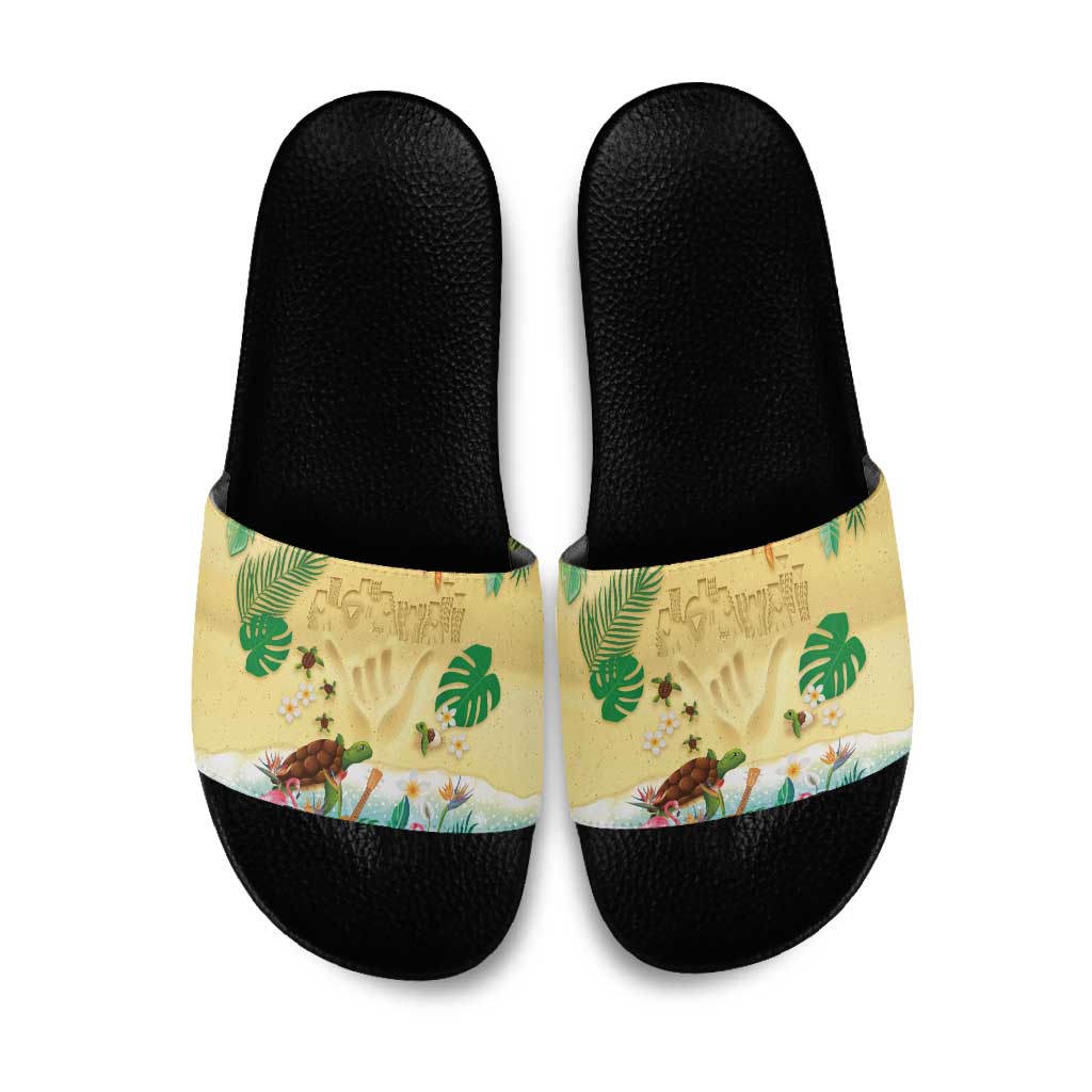 Hawaiian Alohawaii Slide Sandals Tropical Plants and Animals on The Beach LT03 Multicolor - Polynesian Pride