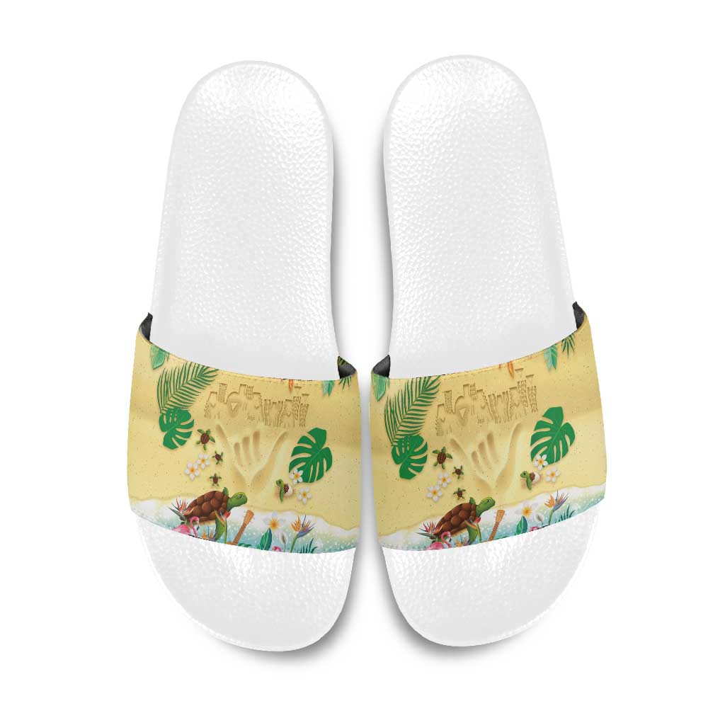 Hawaiian Alohawaii Slide Sandals Tropical Plants and Animals on The Beach - Polynesian Pride