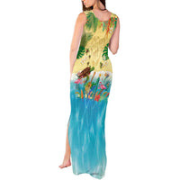 Hawaiian Alohawaii Tank Maxi Dress Tropical Plants and Animals on The Beach - Polynesian Pride