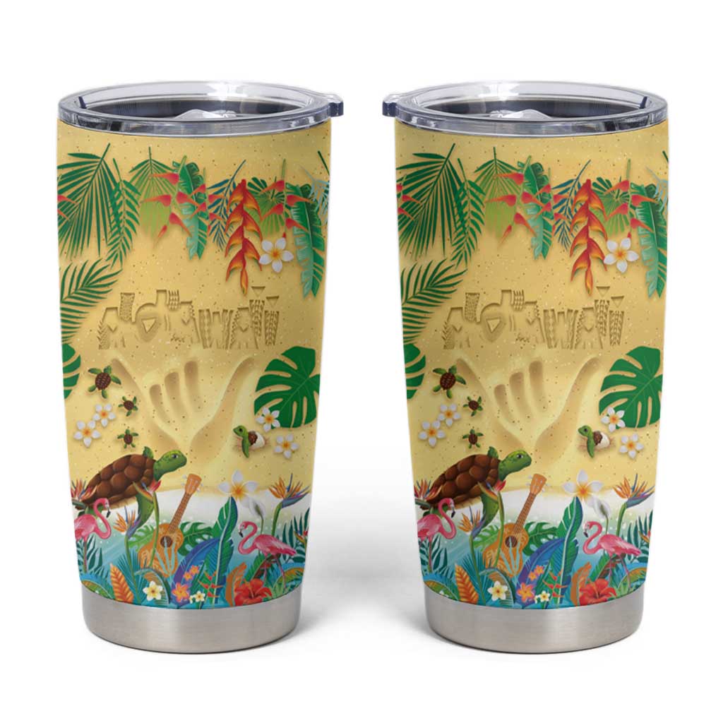 Hawaiian Alohawaii Tumbler Cup Tropical Plants and Animals on The Beach - Polynesian Pride