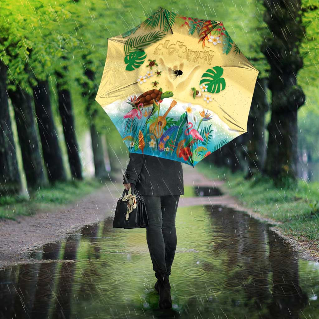 Hawaiian Alohawaii Umbrella Tropical Plants and Animals on The Beach - Polynesian Pride