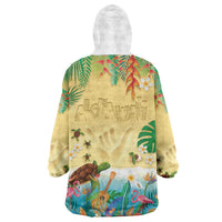 Hawaiian Alohawaii Wearable Blanket Hoodie Tropical Plants and Animals on The Beach - Polynesian Pride