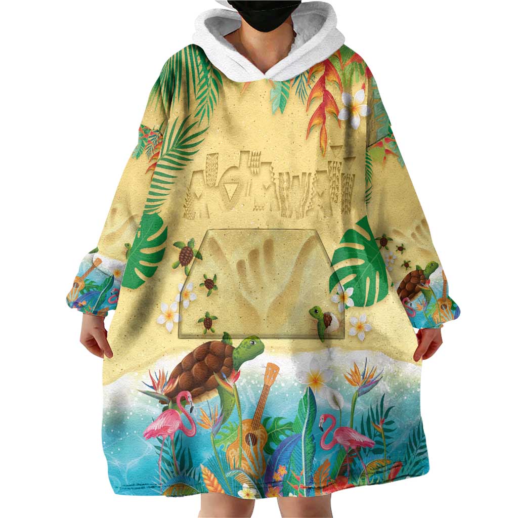 Hawaiian Alohawaii Wearable Blanket Hoodie Tropical Plants and Animals on The Beach - Polynesian Pride