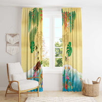 Hawaiian Alohawaii Window Curtain Tropical Plants and Animals on The Beach - Polynesian Pride