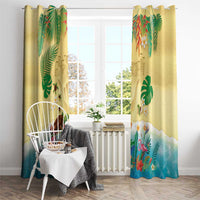 Hawaiian Alohawaii Window Curtain Tropical Plants and Animals on The Beach - Polynesian Pride