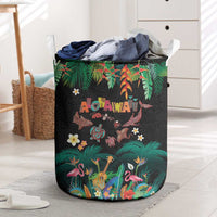Hawaiian Alohawaii Laundry Basket Tribal Sea Animals Tattoo and Tropical Plants - Polynesian Pride