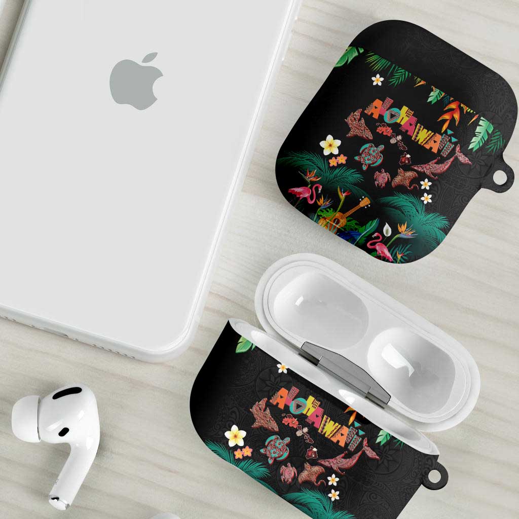 Hawaiian Alohawaii AirPods Case Tribal Sea Animals Tattoo and Tropical Plants - Polynesian Pride