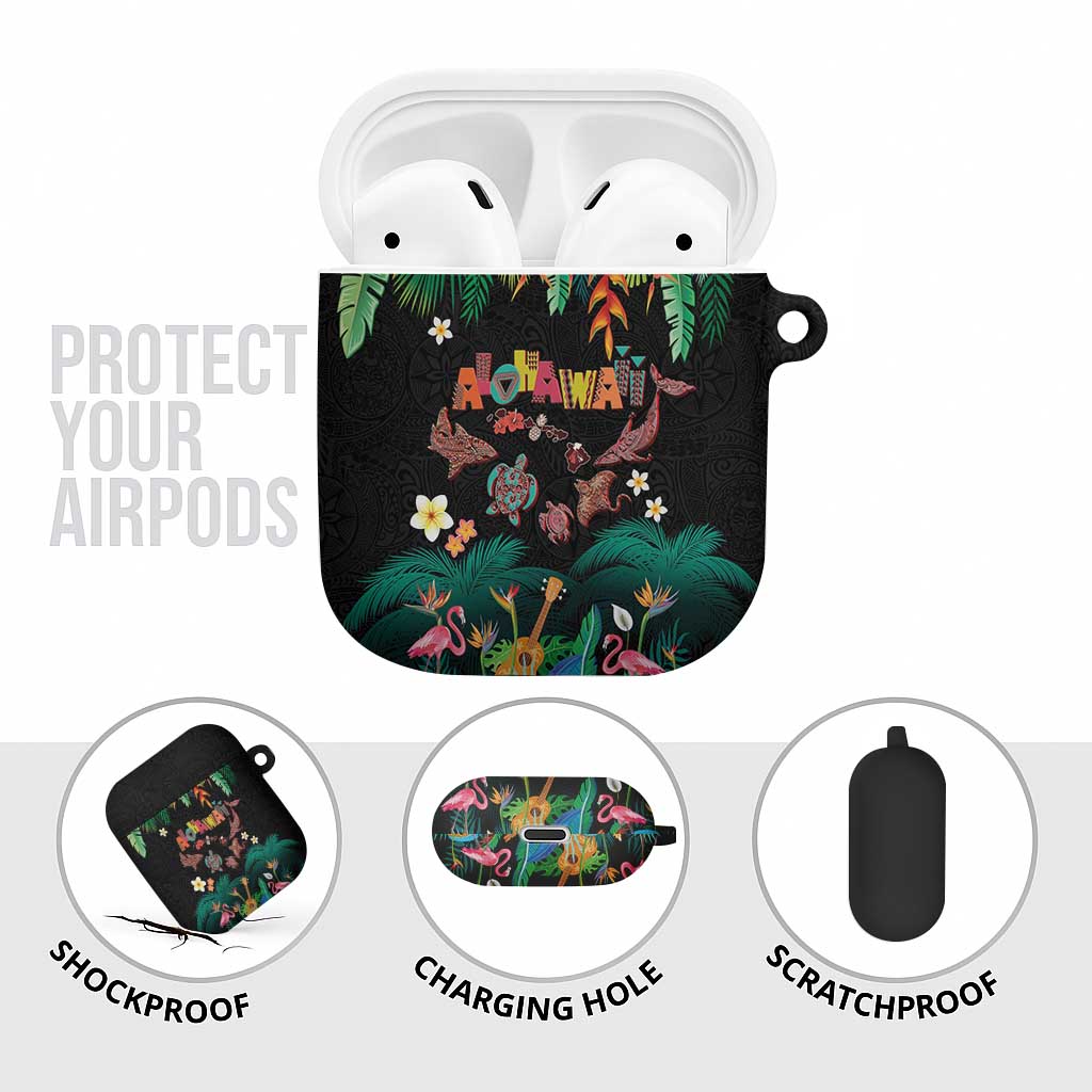 Hawaiian Alohawaii AirPods Case Tribal Sea Animals Tattoo and Tropical Plants - Polynesian Pride
