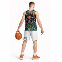 Hawaiian Alohawaii Basketball Jersey Tribal Sea Animals Tattoo and Tropical Plants - Polynesian Pride
