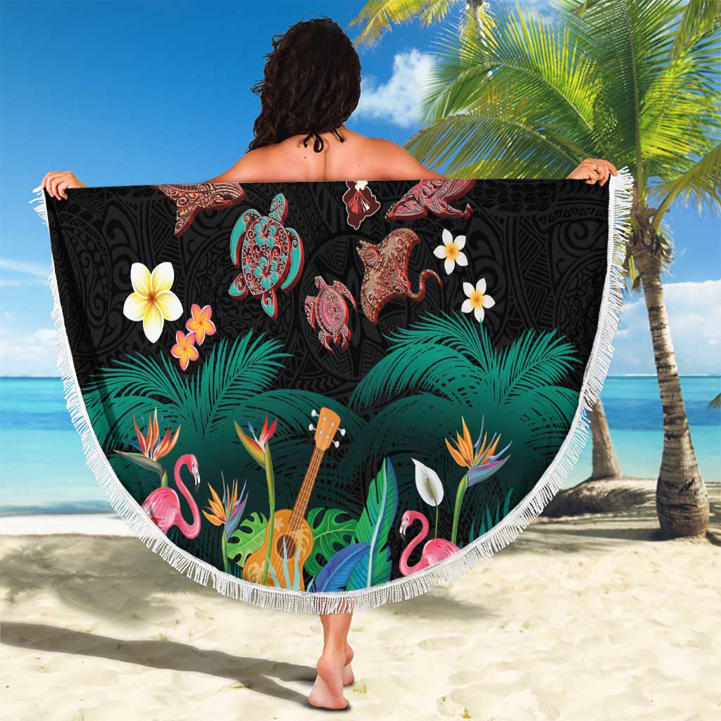 Hawaiian Alohawaii Beach Blanket Tribal Sea Animals Tattoo and Tropical Plants - Polynesian Pride