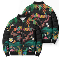 Hawaiian Alohawaii Bomber Puffer Jacket Tribal Sea Animals Tattoo and Tropical Plants - Polynesian Pride
