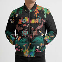 Hawaiian Alohawaii Bomber Puffer Jacket Tribal Sea Animals Tattoo and Tropical Plants - Polynesian Pride