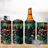 Hawaiian Alohawaii 4 in 1 Can Cooler Tumbler Tribal Sea Animals Tattoo and Tropical Plants - Polynesian Pride