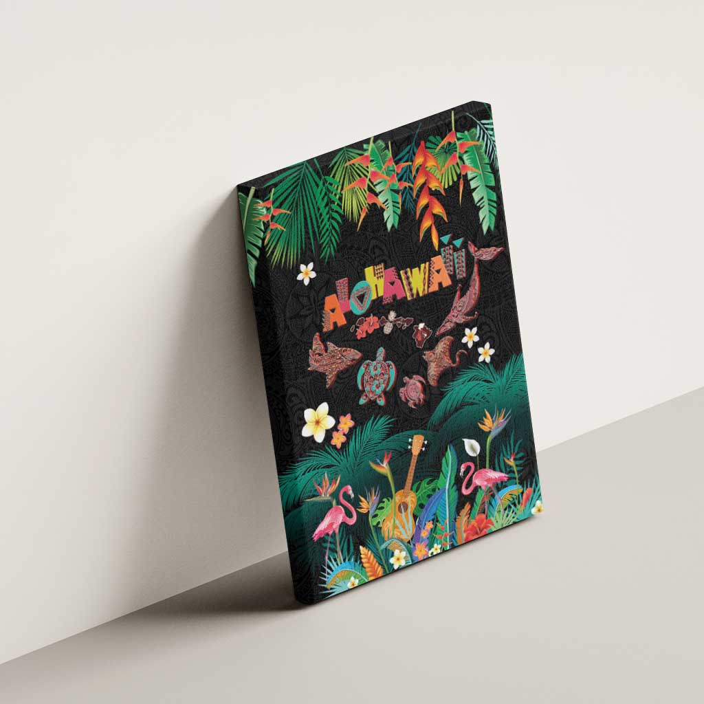 Hawaiian Alohawaii Canvas Wall Art Tribal Sea Animals Tattoo and Tropical Plants - Polynesian Pride