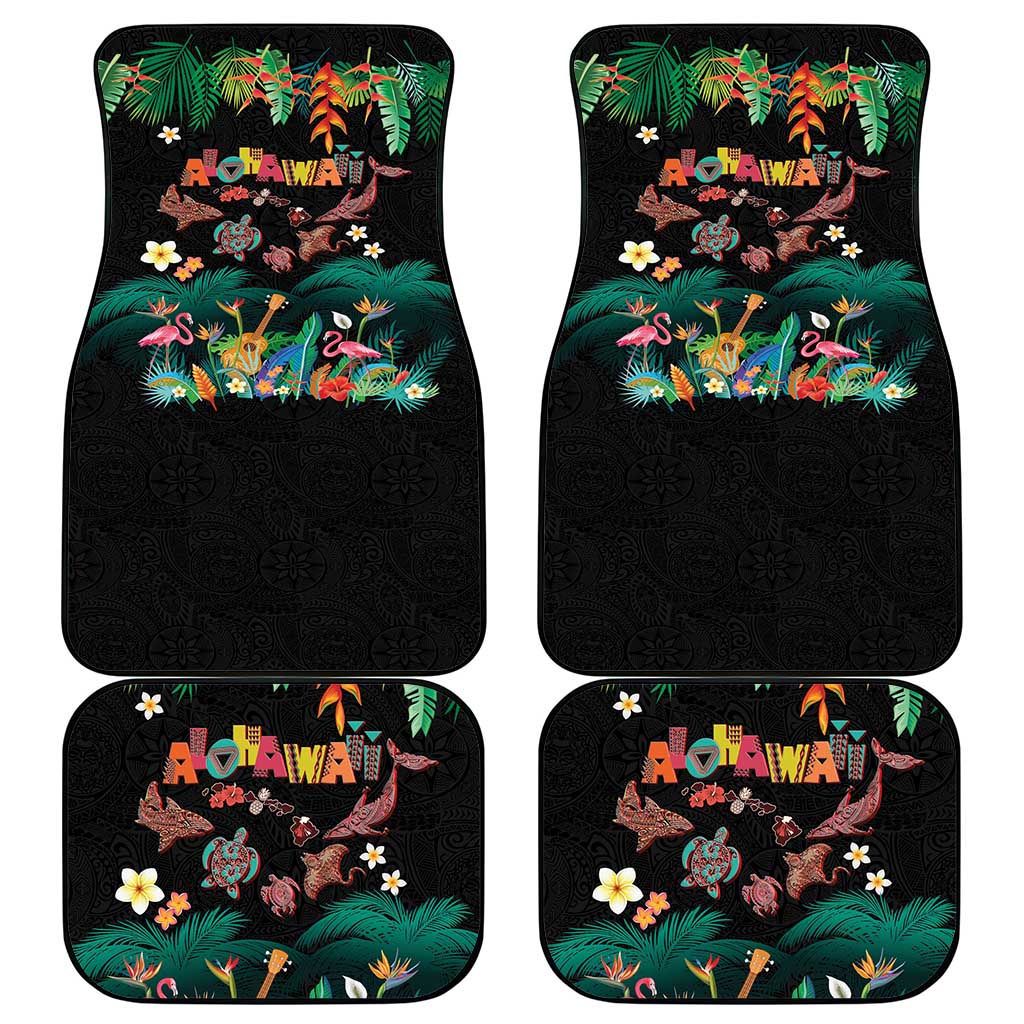 Hawaiian Alohawaii Car Mats Tribal Sea Animals Tattoo and Tropical Plants - Polynesian Pride