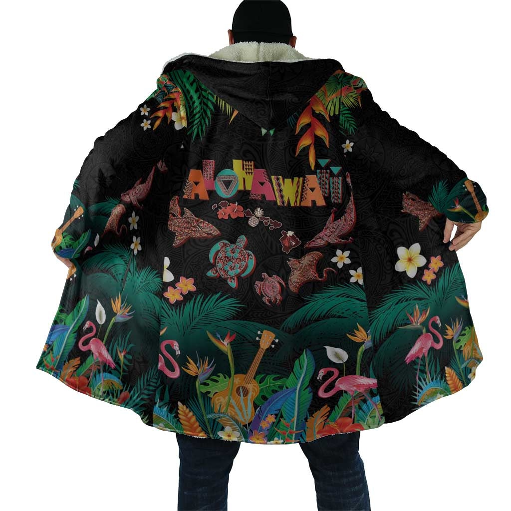 Hawaiian Alohawaii Cloak Tribal Sea Animals Tattoo and Tropical Plants - Polynesian Pride