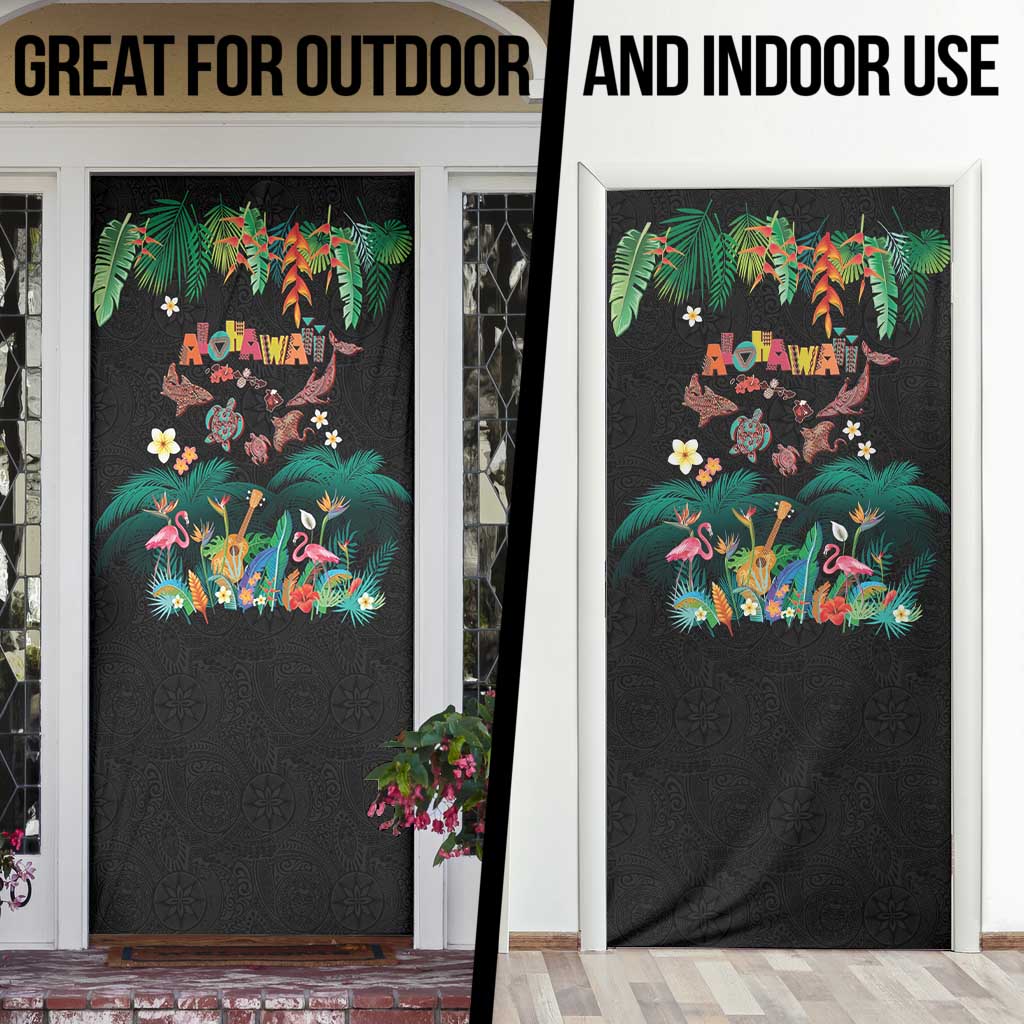 Hawaiian Alohawaii Door Cover Tribal Sea Animals Tattoo and Tropical Plants - Polynesian Pride