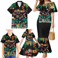 Hawaiian Alohawaii Family Matching Mermaid Dress and Hawaiian Shirt Tribal Sea Animals Tattoo and Tropical Plants - Polynesian Pride