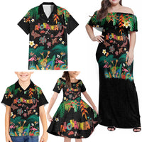 Hawaiian Alohawaii Family Matching Off Shoulder Maxi Dress and Hawaiian Shirt Tribal Sea Animals Tattoo and Tropical Plants - Polynesian Pride