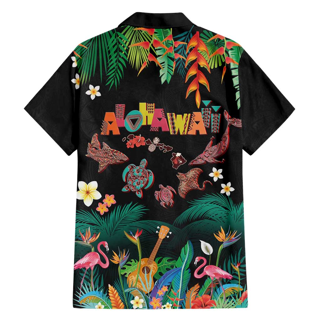 Hawaiian Alohawaii Family Matching Puletasi and Hawaiian Shirt Tribal Sea Animals Tattoo and Tropical Plants LT03 - Polynesian Pride